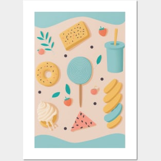 Sugary Sweet Treats - Pastel Colored Pattern Posters and Art